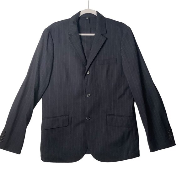 J. Peterman Sport Coat Men Size 40 3D Wool Blend Pinstripe Lined 3 Button Blue